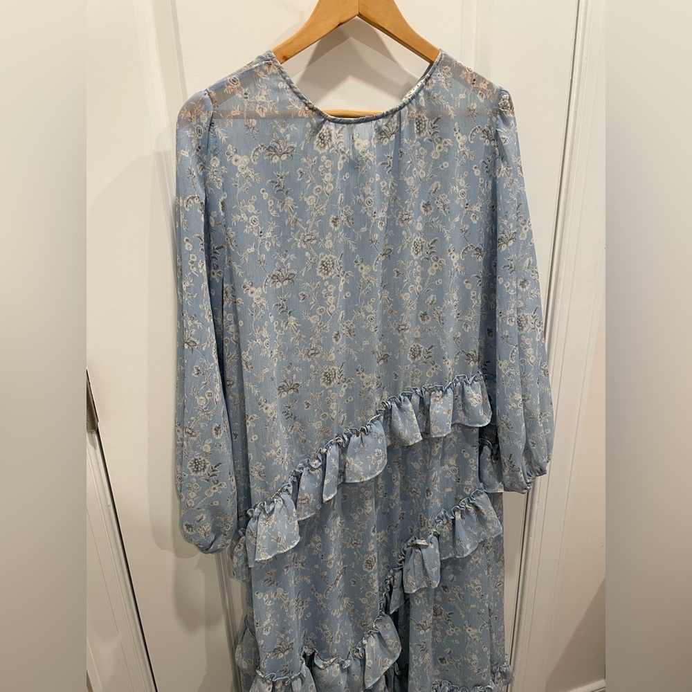 SENLIS Blue Long Sleeve Dress Sz M - Picture 4 of 7